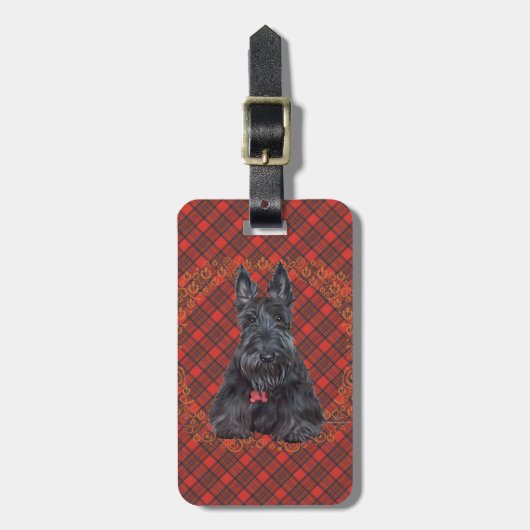 Schotse Terrier op Tartan Bagagelabel (Voorkant verticaal)