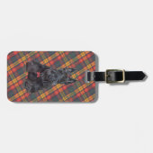 Schotse Terrier op Tartan Bagagelabel (Voorkant horizontaal)