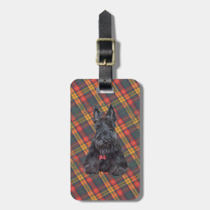 Schotse Terrier op Tartan Bagagelabel