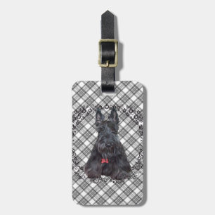 Schotse Terrier op Tartan Bagagelabel