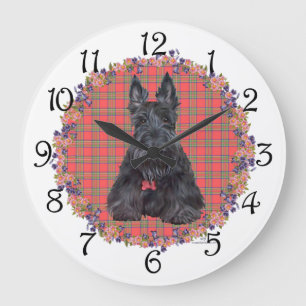 Schotse Terrier op Tartan Grote Klok