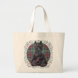 Schotse Terrier op Tartan Grote Tote Bag