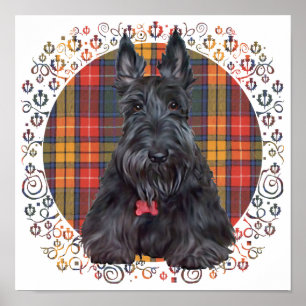 Schotse Terrier op Tartan Poster