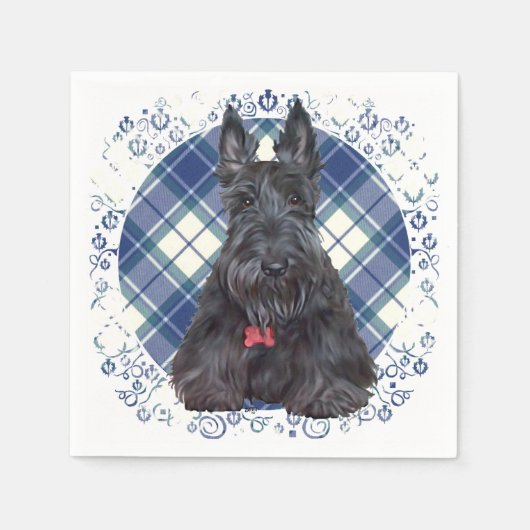 Schotse Terrier op Tartan Servetten (Voorkant)