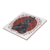 Schotse Terrier op Tartan Tegeltje (Zijkant)