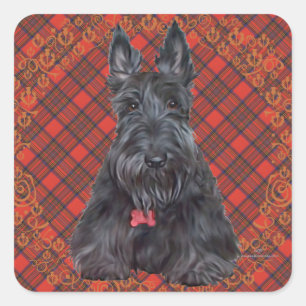 Schotse Terrier op Tartan Vierkante Sticker