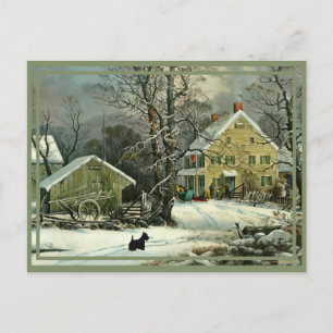 Schotse Terrier ouderwetse winter Feestdagenkaart