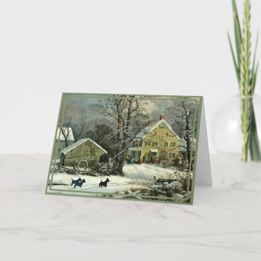 Schotse Terrier Ouderwetse Winter Kaart (Voorkant)
