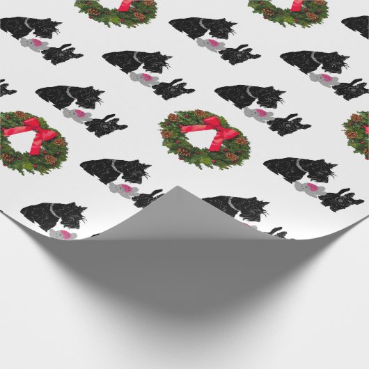 Schotse Terriër Pap en Pup met Kerstmis Cadeaupapier (Hoek)