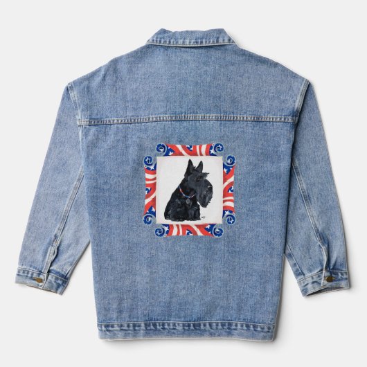 Schotse Terrier Patriottische Amerikaanse Vlag Denim Jacket (Achterkant)