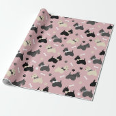 Schotse terrier Paws and Botten Pink Cadeaupapier (Uitgerold)