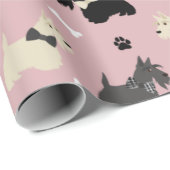 Schotse terrier Paws and Botten Pink Cadeaupapier (Rol Hoek)