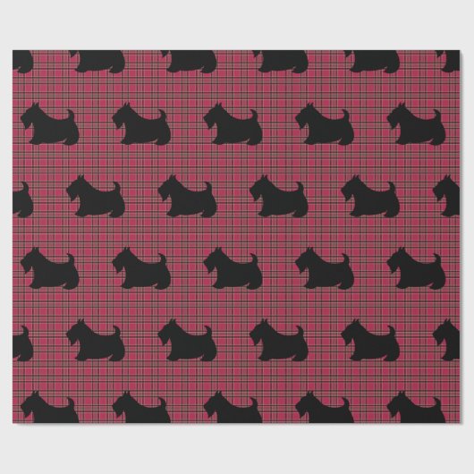 Schotse Terrier Plaid Kerst Wrapping Papier (Vlak)