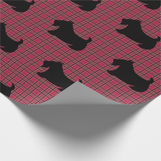 Schotse Terrier Plaid Kerst Wrapping Papier (Hoek)