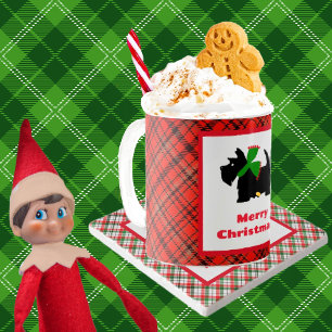 Schotse Terriër Plaid Vrolijk Kerstfeest Koffiemok