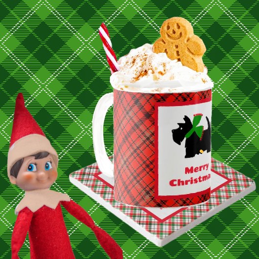 Schotse Terriër Plaid Vrolijk Kerstfeest Koffiemok