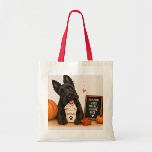 Schotse Terrier Pompoen Kruiden Koffie Tote Bag
