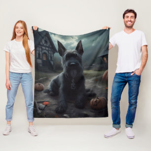 Schotse Terriër Pompoenen Halloween Griezelen Fleece Deken