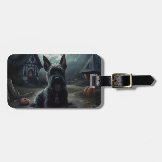Schotse Terrier pompoenen Halloween Scary Bagagelabel (Voorkant horizontaal)