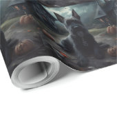Schotse Terrier pompoenen Halloween Scary Cadeaupapier (Rol Hoek)