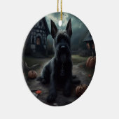 Schotse Terrier pompoenen Halloween Scary Keramisch Ornament (Rechts)