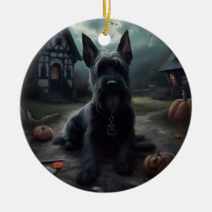 Schotse Terrier pompoenen Halloween Scary Keramisch Ornament