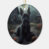 Schotse Terrier pompoenen Halloween Scary Keramisch Ornament (Links)