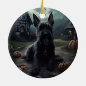 Schotse Terrier pompoenen Halloween Scary Keramisch Ornament (Achterkant)