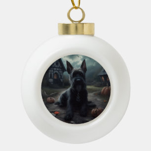 Schotse Terrier pompoenen Halloween Scary Keramische Bal Ornament