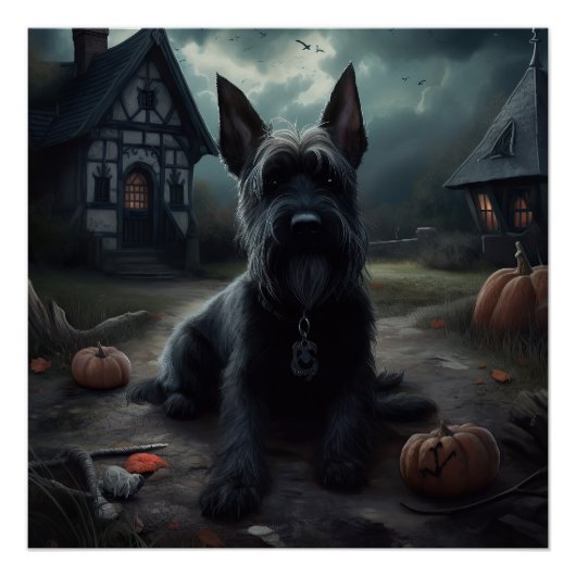 Schotse Terrier pompoenen Halloween Scary Perfect Poster (Voorkant)