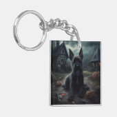 Schotse Terrier pompoenen Halloween Scary Sleutelhanger (Voorkant Links)