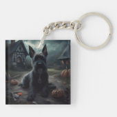 Schotse Terrier pompoenen Halloween Scary Sleutelhanger (Achterkant)