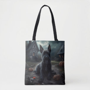 Schotse Terrier pompoenen Halloween Scary Tote Bag