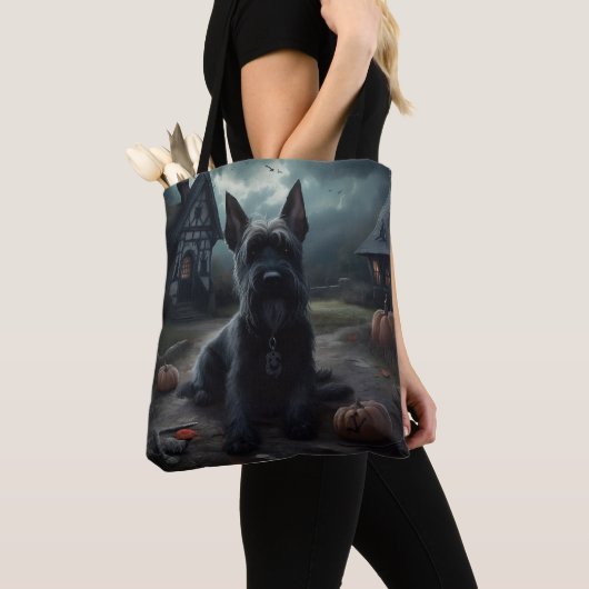 Schotse Terrier pompoenen Halloween Scary Tote Bag (Dichtbij)
