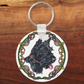 Schotse Terrier Portret Keltische Knoopwerk Sleutelhanger (Voorkant)