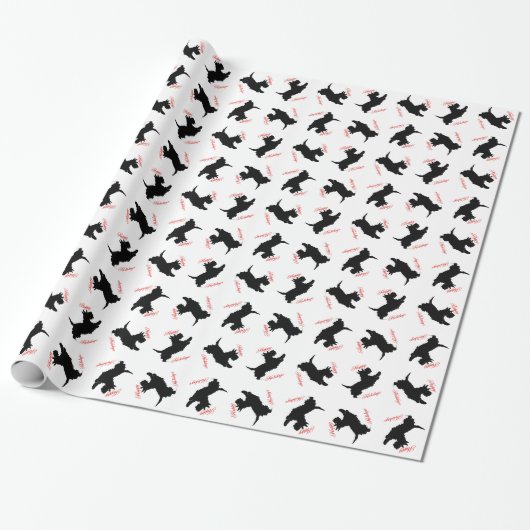 Schotse Terrier Prettig Vakantie Cadeaupapier (Uitgerold)