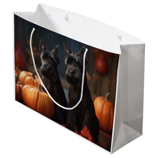 Schotse Terrier Puppy Herfst Delight Pompoen Groot Cadeauzakje (Achterkant Gekanteld)