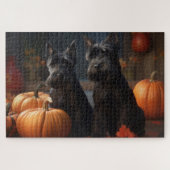 Schotse Terrier Puppy Herfst Delight Pompoen Legpuzzel (Horizontaal)