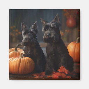 Schotse Terrier Puppy Herfst Delight Pompoen Magneet