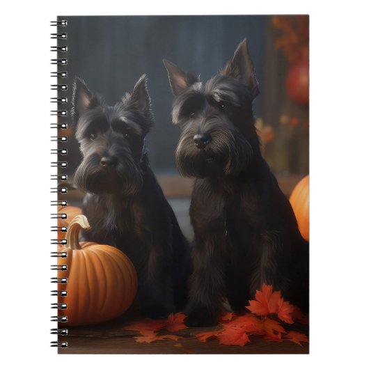 Schotse Terrier Puppy Herfst Delight Pompoen Notitieboek (Voorkant)
