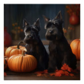 Schotse Terrier Puppy Herfst Delight Pompoen Perfect Poster (Voorkant)