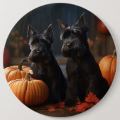 Schotse Terrier Puppy Herfst Delight Pompoen Ronde Button 6,0 Cm (Voorkant)