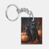 Schotse Terrier Puppy Herfst Delight Pompoen Sleutelhanger (Voorkant Links)