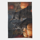 Schotse Terrier Puppy Herfst Delight Pompoen Theedoek (Verticaal)