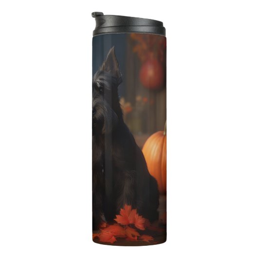 Schotse Terrier Puppy Herfst Delight Pompoen Thermosbeker (Geroteerd rechts)