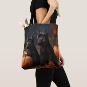 Schotse Terrier Puppy Herfst Delight Pompoen Tote Bag (Dichtbij)