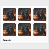 Schotse Terrier Puppy Herfst Delight Pompoen Vierkante Sticker (Vel)