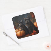 Schotse Terrier Puppy Herfst Delight Pompoen Vierkante Sticker (Envelop)