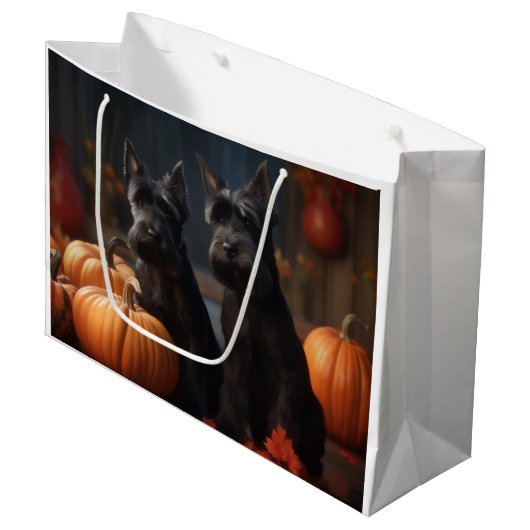 Schotse Terriër Puppy Herfst Plezier Pompoen Groot Cadeauzakje (Voorkant Gekanteld)