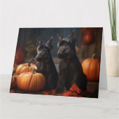 Schotse Terriër Puppy Herfst Plezier Pompoen Kaart (Voorkant)